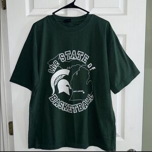 Pro Edge Michigan State Basketball Pro Edge T-Shirt Green LG NWOT